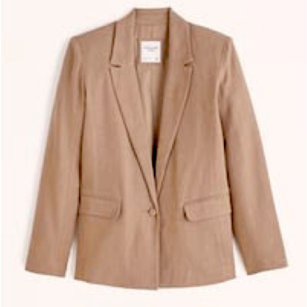 Abercrombie & Fitch Tan Single-Button Blazer